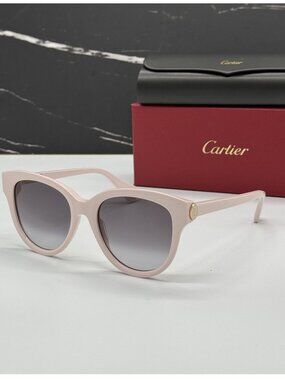 New Cartier Ivory Gray Women Cat Eye Sunglasses CT0506S 004